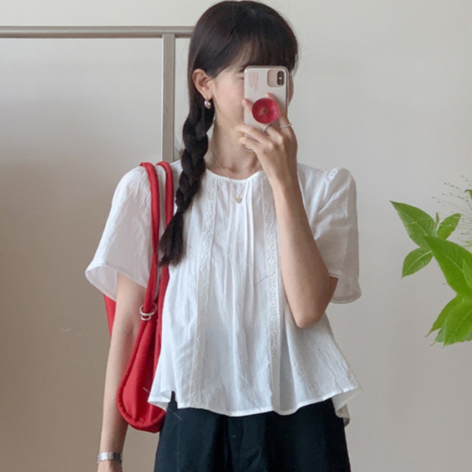 Summer Youth Clothing - Sweet Style Lace Trim Blouse Women's