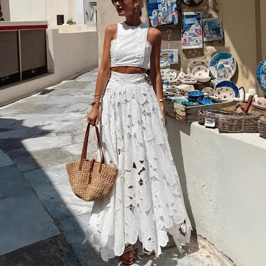 Summer Clothing Vacation - Women's White Floral Lace Embroidery 2
