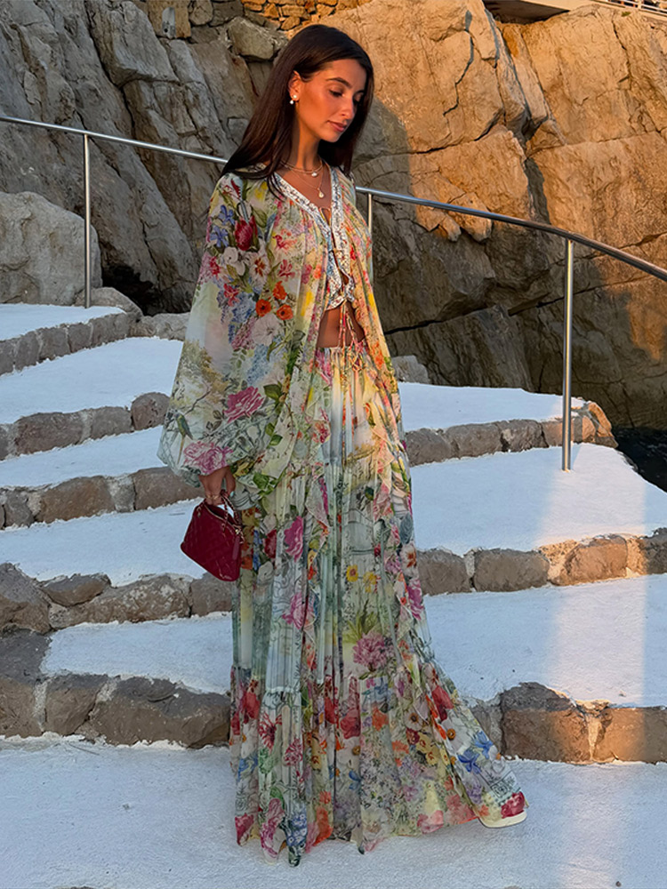 Beach Bohemian Floral Matching - Summer Clothing Vacation ulasan dan harga