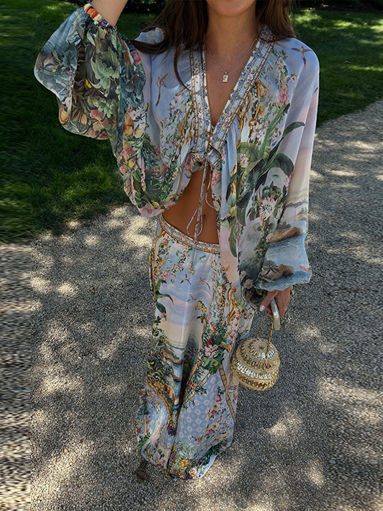Beach Bohemian Floral Matching - Summer Clothing Vacation ulasan dan harga