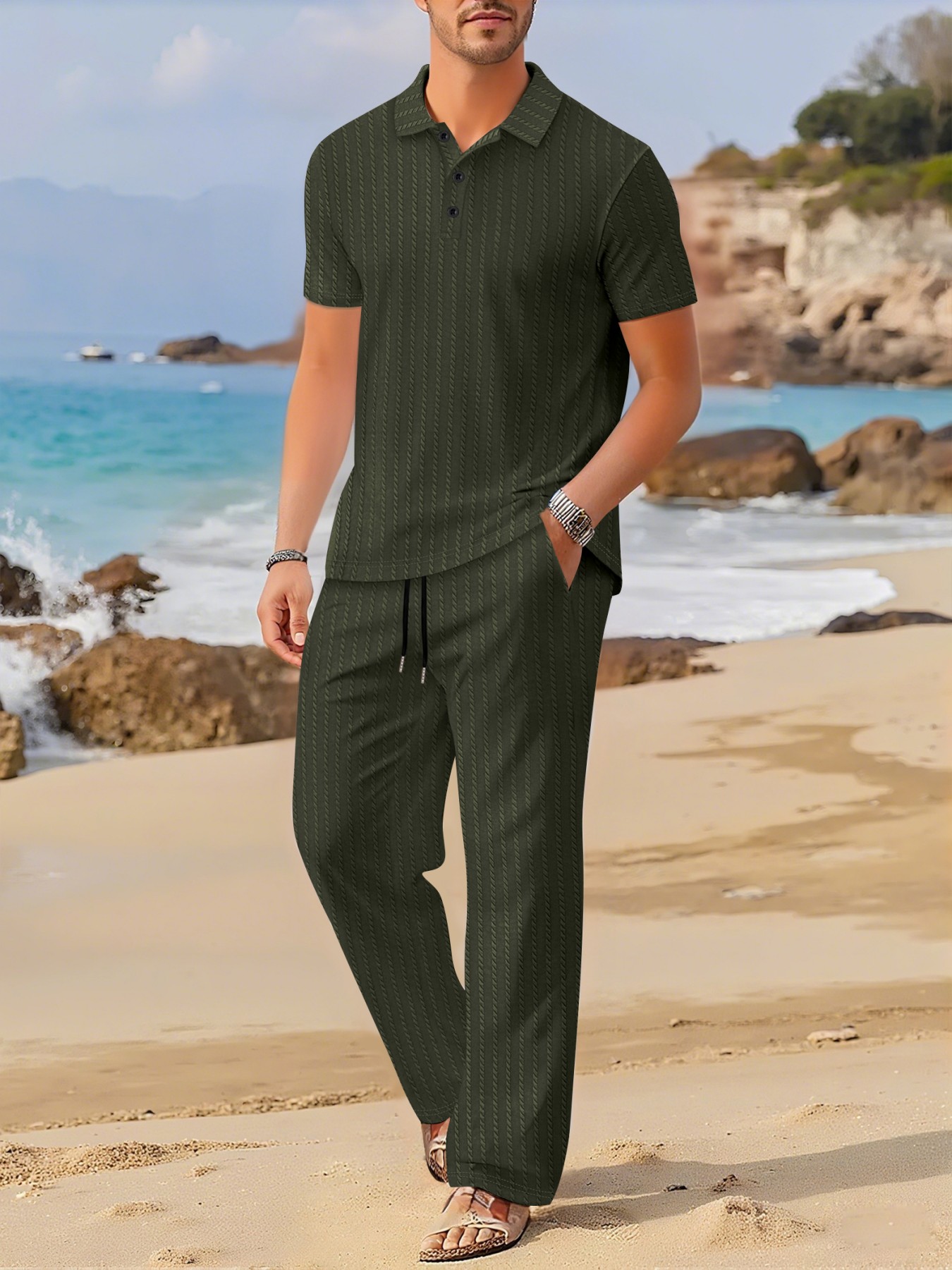 Summer New Flip-Collar Short-S - Summer Clothing For A Beach ulasan dan harga