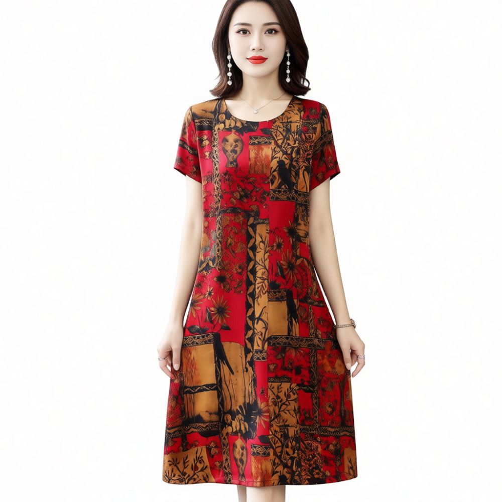 Vintage Floral Print Dress Sum - Summer Clothing Vintage ulasan dan harga
