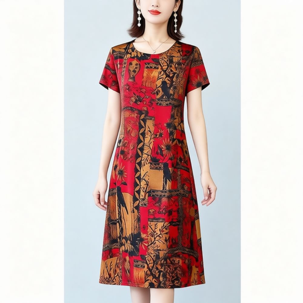 Vintage Floral Print Dress Sum - Summer Clothing Vintage ulasan dan harga