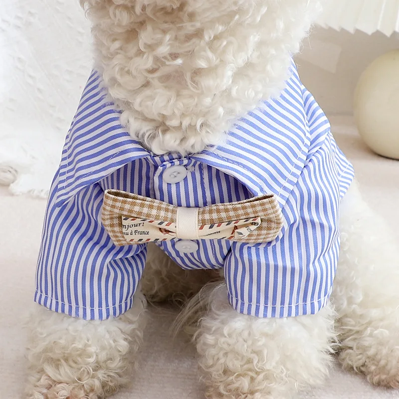Pet Dog Clothes Bowknot Stripe - Summer Clothing Wholesale ulasan dan harga