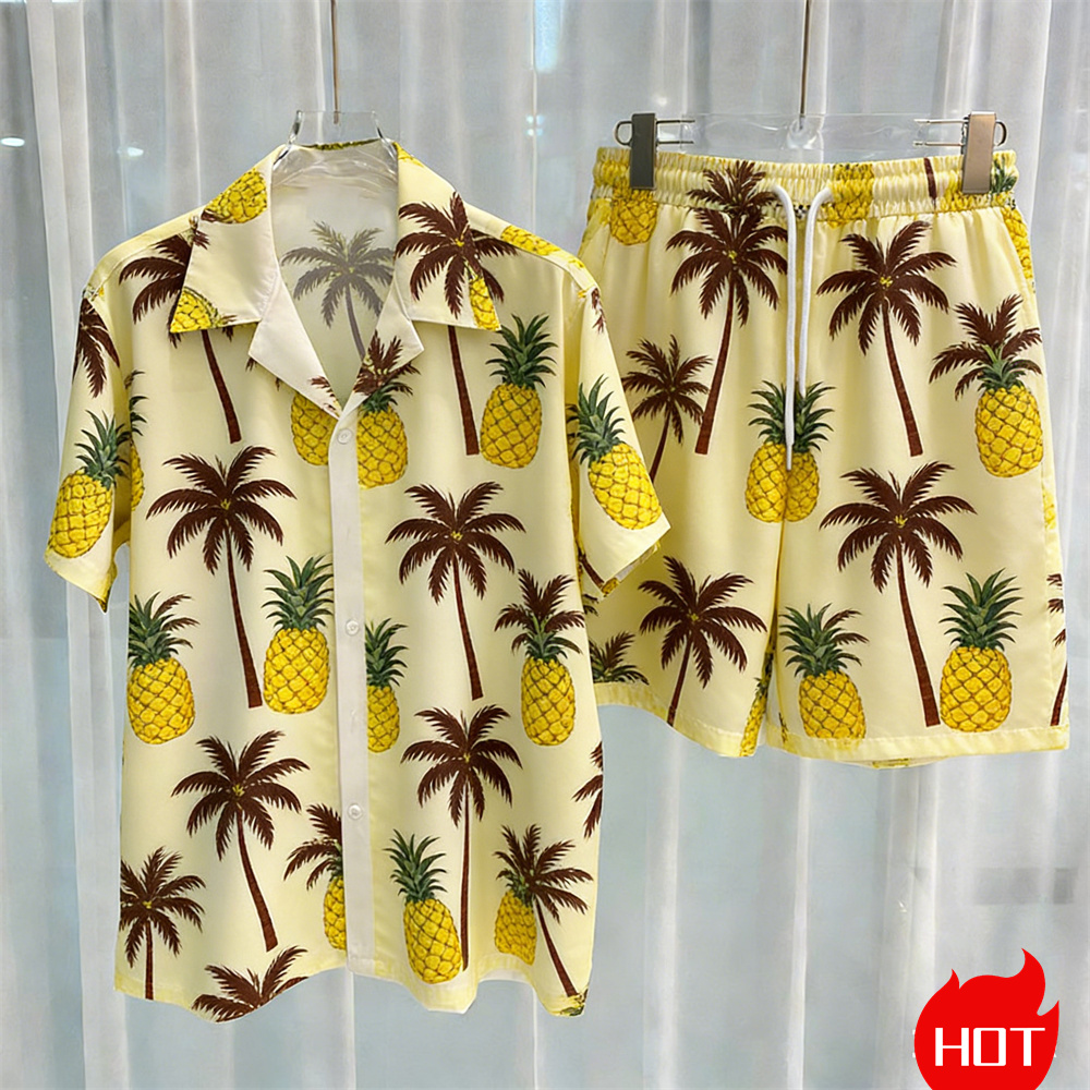 Summer Men's Shirt Sets Plants - Summer Clothing For A Beach ulasan dan harga
