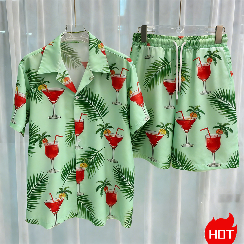 Summer Men's Shirt Sets Plants - Summer Clothing For A Beach ulasan dan harga