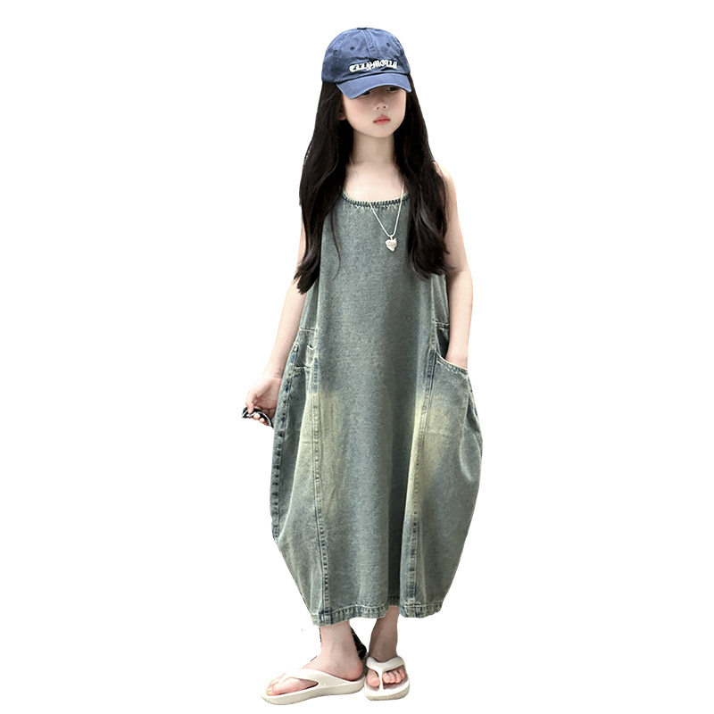 Vintage Blue Children Girls Hi - Quality Summer Clothing ulasan dan harga