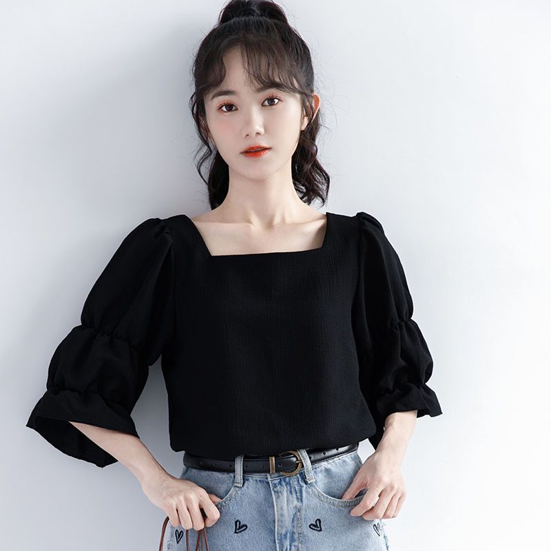 Pleated Short Sleeve Solid Kor - Summer Youth Clothing ulasan dan harga