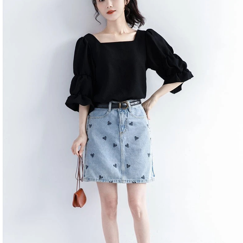 Pleated Short Sleeve Solid Kor - Summer Youth Clothing ulasan dan harga