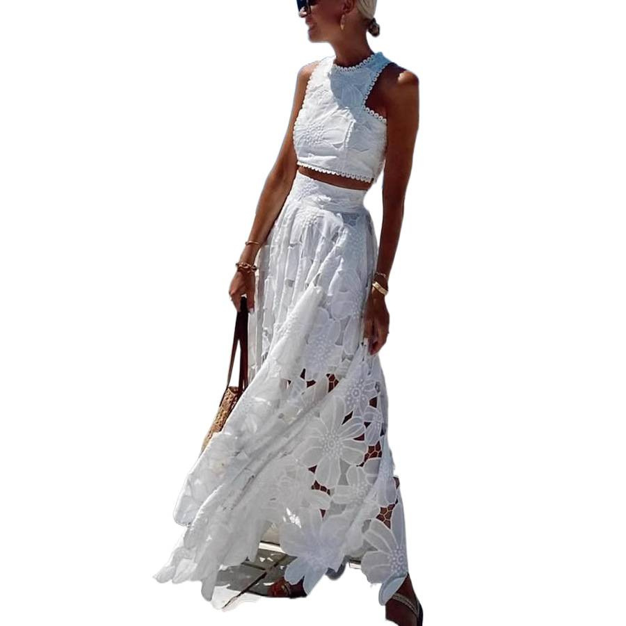 Women's White Floral Lace Embr - Summer Clothing Vacation ulasan dan harga