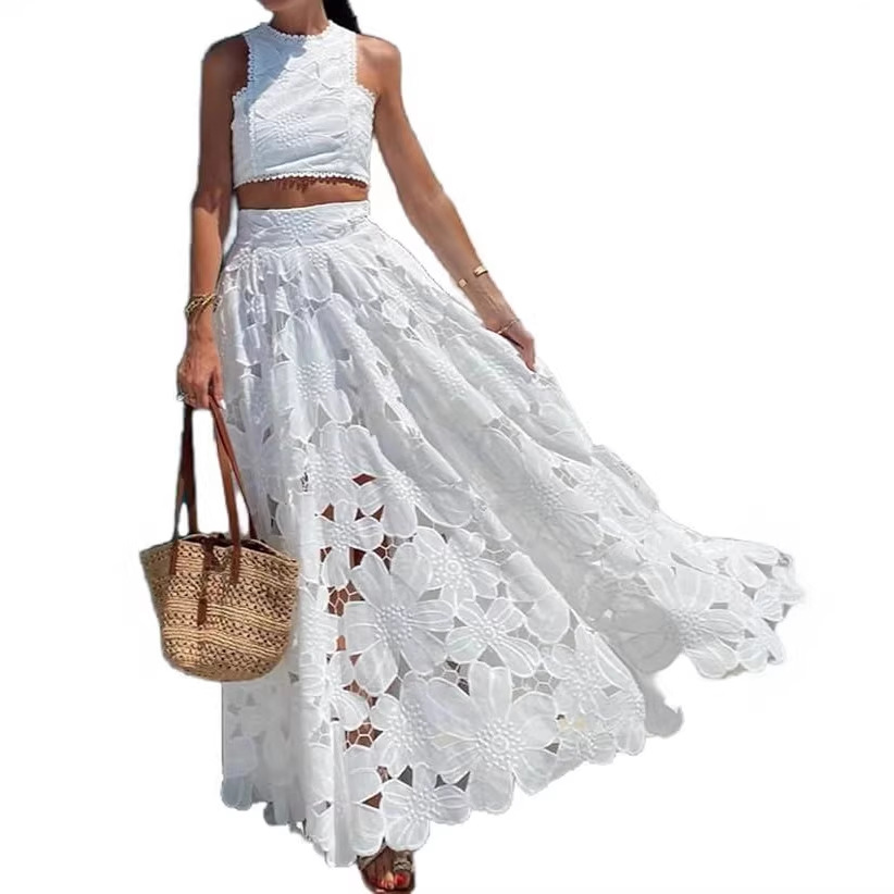 Women's White Floral Lace Embr - Summer Clothing Vacation ulasan dan harga